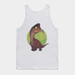 Delicate Dino: The Herbivore with Green Leaves Tank Top